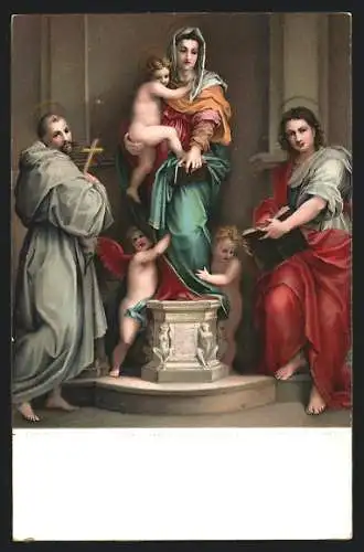 Künstler-AK Stengel & Co. Nr. 29843: Andrea del Sarto, Madonna dell Arpie, Engel und Heilige