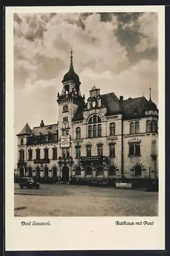 AK Bad Lausick, Rathaus mit Post