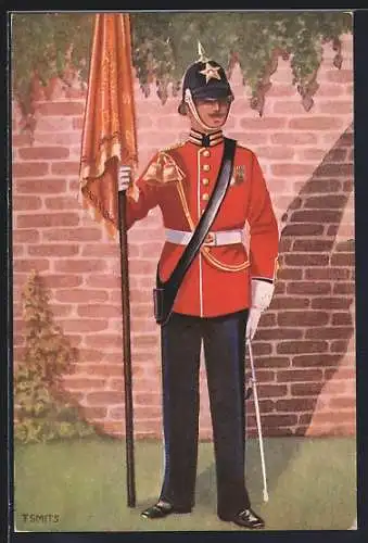 Künstler-AK Garderegiment Prinses Irene, Ceremoniele tenue Adjudant-onderofficier-vaandeldrager