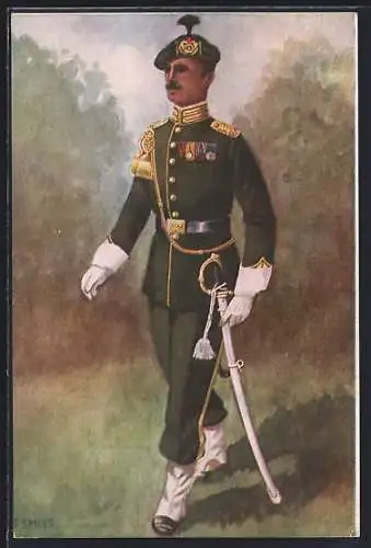 Künstler-AK Garderegiment Jagers, Ceremoniele tenue Adjudant-onderofficier-vaandeldrager, niederländischer Soldat