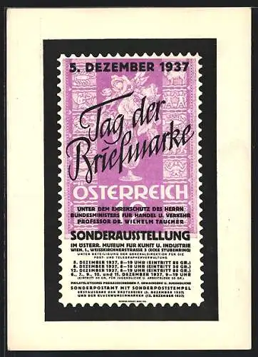 AK Tag der Briefmarke 1937, Verband österr. Philatelisten-Vereine