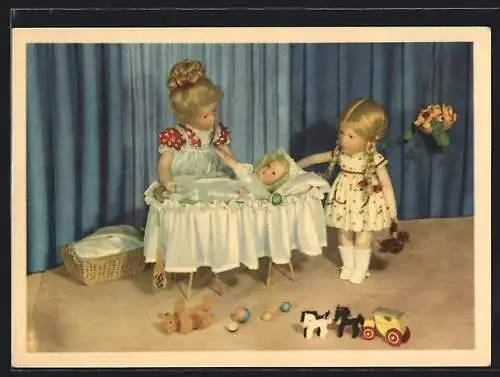 AK Käthe Kruse-Puppe, Arrangement einer kleinen Familie