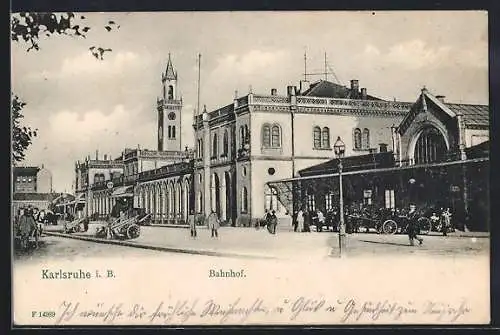 AK Karlsruhe, Blick auf den Bahnhof