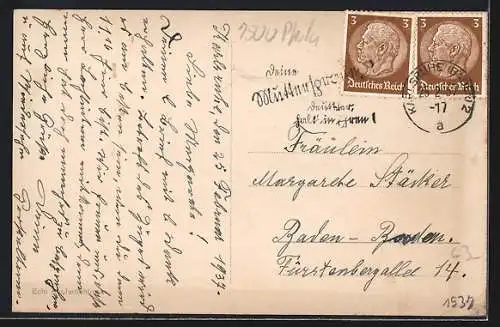 AK Karlsruhe i. B., Strassenbahnen auf dem Bahnhofplatz
