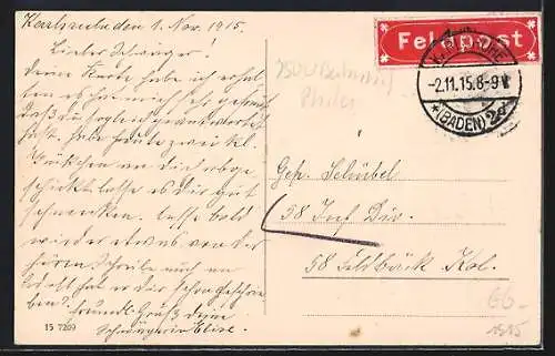 AK Karlsruhe i. Bd., Hauptbahnhof mit Strassenbahn