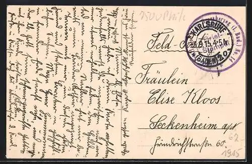 AK Karlsruhe i. Bd., Hauptbahnhof mit Auto und Strassenbahn