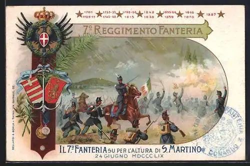 Lithographie 7. Reggimento Fanteria, Il 7. Fanteria su per l`Altura di S. Martino