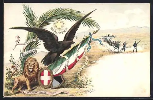 Lithographie Italienisches Infanterie Regiment, 47. Reg. Fanteria, Brigantaggio 75