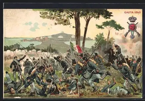 AK 26. italienisches Regiment Gaeta 1860 in der Schlacht