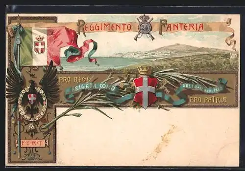 AK Regiment der Infanterie, Reggimento Fanteria, Landschaftsbild, Wappen