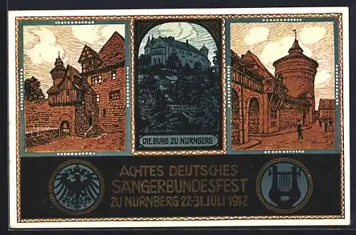 Künstler-AK Nürnberg, Achtes Deutsches Sängerbundesfest 1912, Die Burg