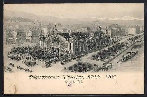 AK Zürich, Eidgen. Sängerfest 1905, Festhütte
