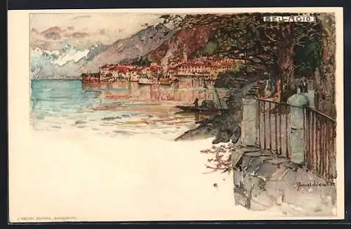 Künstler-Lithographie Manuel Wielandt: Bellagio, Panorama