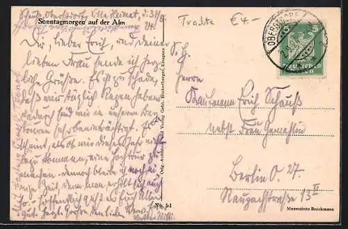 AK Sonntagmorgen auf der Alm, Mann und Frau beim Tanzen