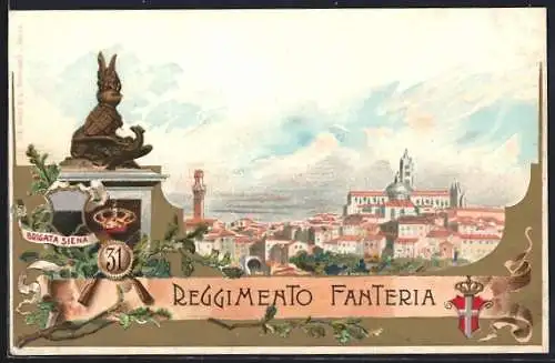 Lithographie Siena, Reggimento Fanteria 31, Brigata Siena, Ortsansicht