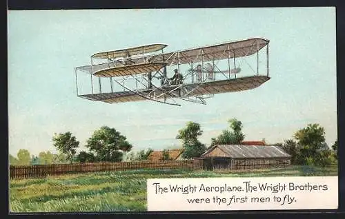 AK The Wright Aeroplane, The Wright Brothers were the first men to fly