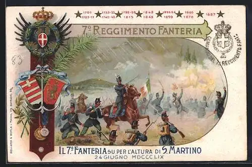 Lithographie 7. Reggimento Fanteria, Il 7. Fanteria su per l`Altura di S. Martino