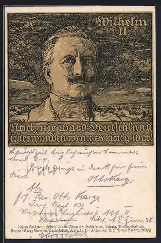 Künstler-AK Bruno Heroux: Portrait Kaiser Wilhelm II.