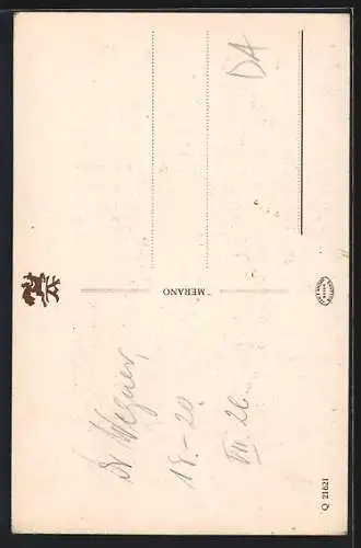 Künstler-AK Rudolf Alfred Höger: Merano, Strassenpartie u. Mann mit Ochsengespann