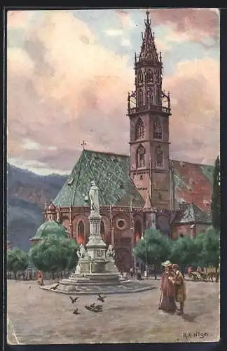 Künstler-AK Rudolf Alfred Höger: Bozen, Blick auf die Pfarrkirche
