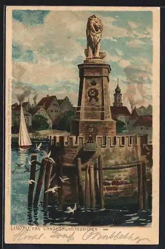 Künstler-Lithographie Zeno Diemer: Lindau, das Landeshoheitszeichen