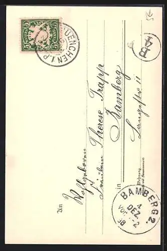 Künstler-Lithographie Zeno Diemer: München, Altes Rathaus vom Tal aus