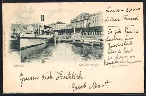 AK Luzern, Dampfer und Boote am Schweizerhofquai