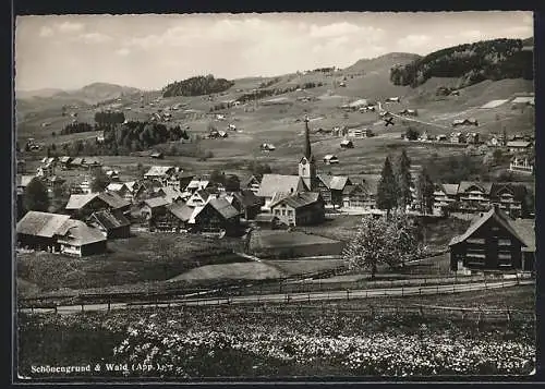 AK Schönengrund, Ortsansicht mit Wald