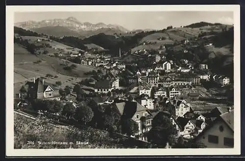 AK Herisau-Wilen, Blick über die Dächer mit Säntis