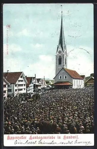 AK Hundwil, Appenzeller Landsgemeinde vor der Kirche