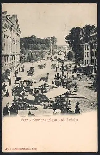 AK Bern, Kornhausplatz und Brücke