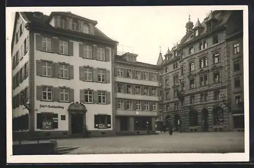 AK Herisau, Strassenpartie mit Buchhandlung