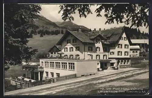 AK Lenzerheide-See, Post-Hotel Valbella mit Terrassen