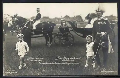 AK Prinz Wilhelm von Preussen und Prinz Louis Ferdinand von Preussen, Die beiden ältesten Söhne des Kronprinzenpaares