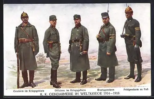 AK 75 Jahre Österreichische Gendarmerie 1924, K. K. Gendarmerie 1914-1918