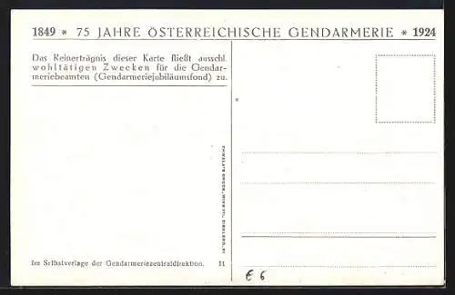 AK 75 Jahre Österreichische Gendarmerie 1924, K. K. Gendarmerie 1899-1918