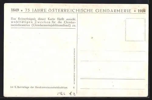 AK 75 Jahre Österreichische Gendarmerie 1924, K. K. Gendarmerie 1850-1860