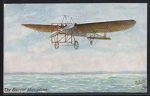 AK The Bleriot Monoplane, Flugzeug in der Luft