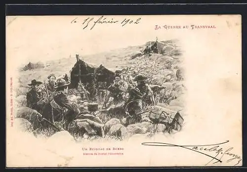 AK La Guerre au Transvaal / Burenkrieg, Un Bivouac de Boers