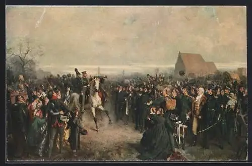 AK Breslau, Aufruf an mein Volk, Freiwillige vor König Friedrich Wilhelm III., 17.3.1813