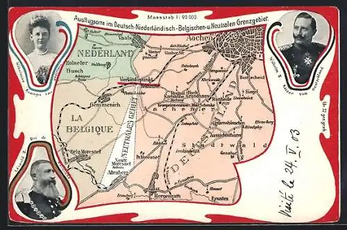 AK Ausflugsorte im Deutsch-Niederländisch-Belgischen u. neutralen Grenzgebiet, König Leopold II. von Belgien