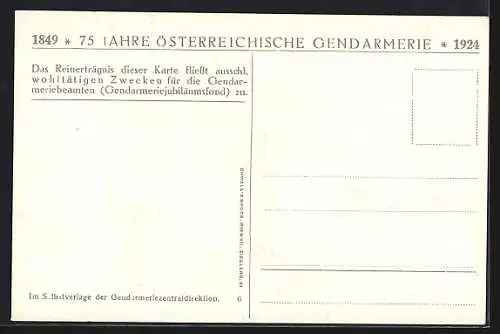 AK 75 Jahre Österreichische Gendarmerie 1924, K. K. Gendarmerie 1850-1860