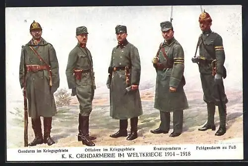 AK 75 Jahre Österreichische Gendarmerie 1924, K. K. Gendarmerie 1914-1918