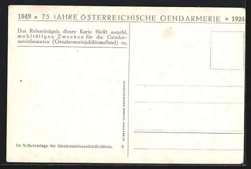 AK 75 Jahre Österreichische Gendarmerie 1924, K. K. Gendarmerie 1850-1860