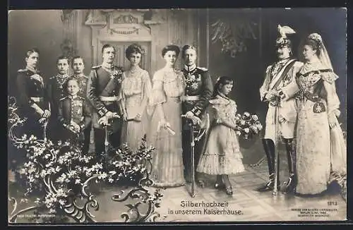 AK Silberhochzeit im Kaiserhause, Kaiser Wilhelm II. von Preussen und Gemahlin