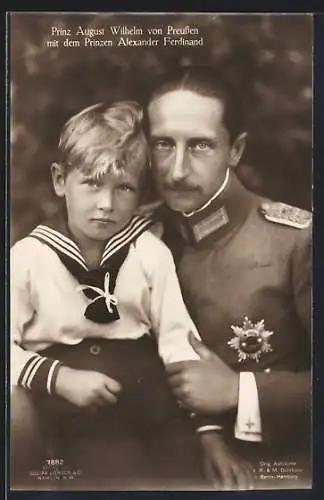 AK Prinz August Wilhelm von Preussen mit Prinz Alexander Ferdinand