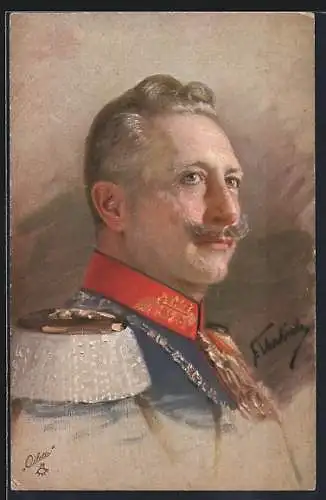 AK Portrait Kaiser Wilhelm II. in Uniform