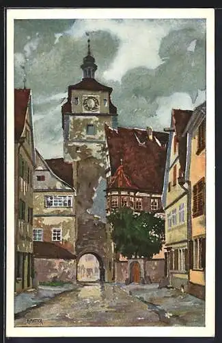 Künstler-AK Karl Mutter: Rothenburg / Tauber, Blick zum Weissen Turm