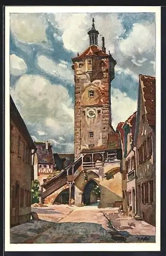 Künstler-AK Karl Mutter: Rothenburg / Tauber, Blick zum Klingentor