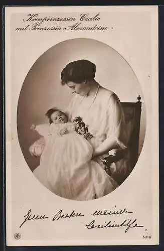 AK Kronprinzessin Cecilie mit Töchterchen Prinzessin Alexandrine